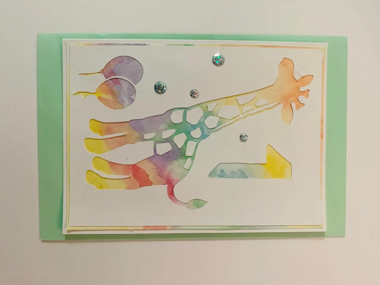 Giraffe Birthday Card Rainbow Color - Urban Arts Grenada